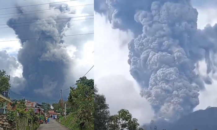  Indonesia Mount Marapi Volcano Erupts Video Viral Details, Mount Marapi, Volcan-TeluguStop.com