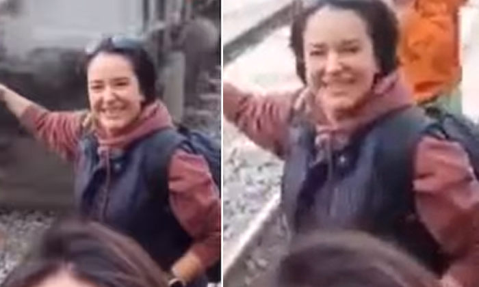  Video A Woman Who Took A Selfie In Front Of A Train Almost Lost Her Hand, Viral-TeluguStop.com