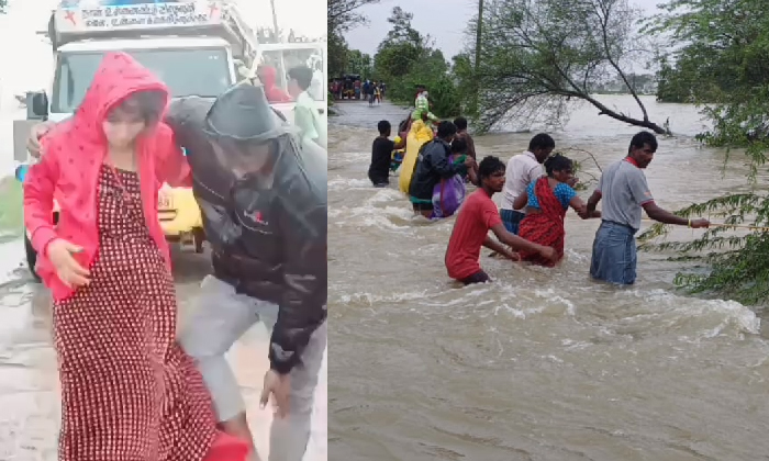  Villagers Crossed A Raging Stream As A Pregnant Woman Was Suffering From Colic P-TeluguStop.com