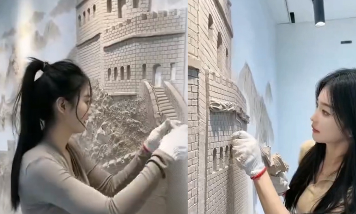  Woman Paints Amazing Art Of The Great Wall Of China Video Viral Details, Viral V-TeluguStop.com