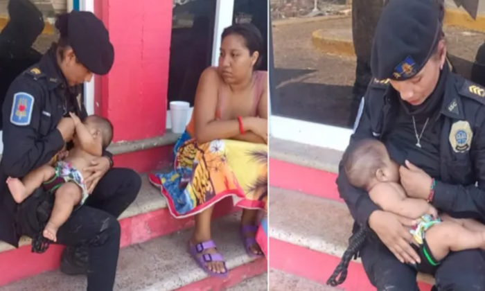  Hurricane Otis Police Woman Breastfeeds A Baby In Acapulco,police Officer, Arisb-TeluguStop.com