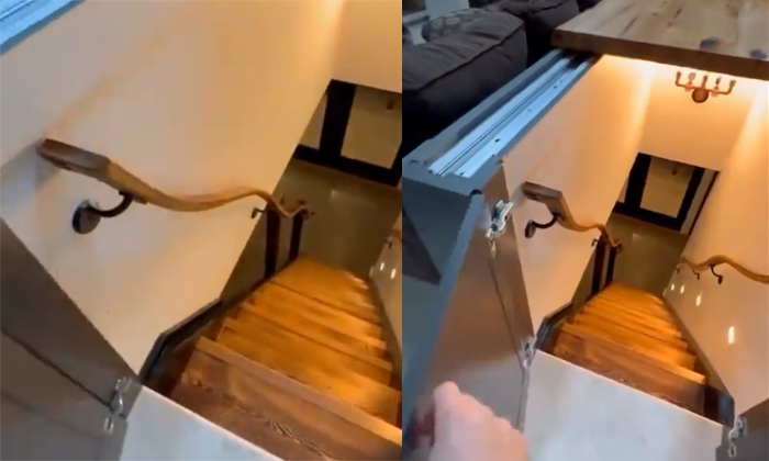  Secret Staircase In The Kitchen Island Details, Viral News, Viral Video, Trendin-TeluguStop.com