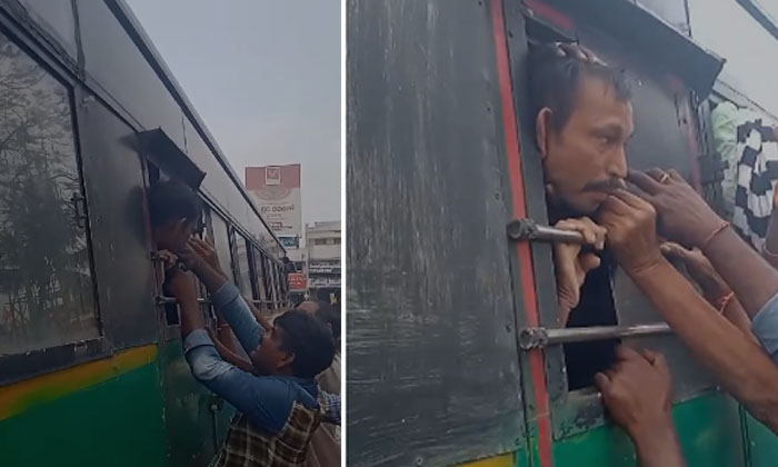  Passenger's Head Stuck In Bus Window , Srikakulam, Tekkali , Sundar Rao , Bus-TeluguStop.com