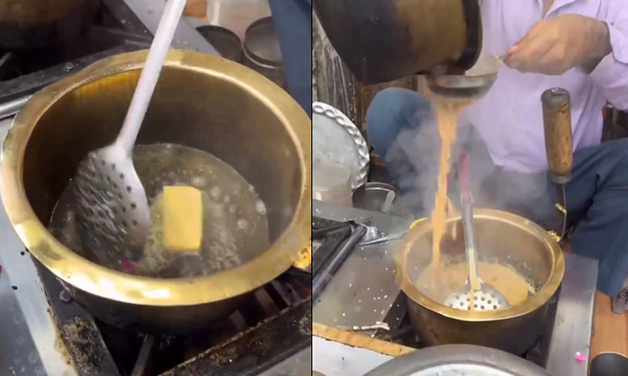  Street Vendor Makes Butter Chai Tea Lovers Share Bizarre Reactions Video Viral D-TeluguStop.com