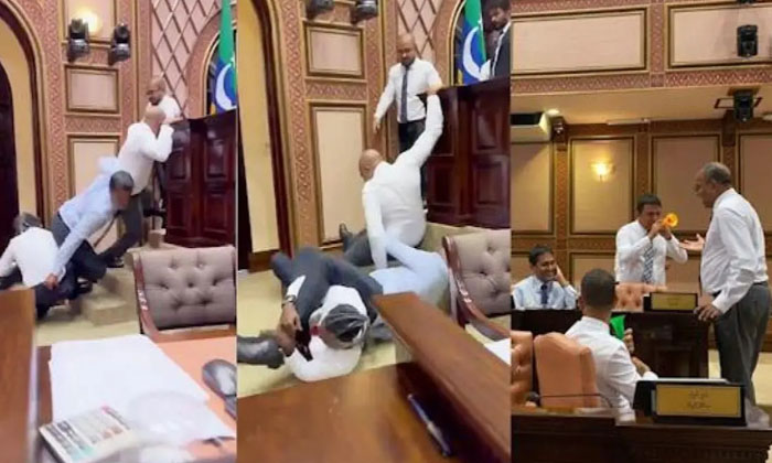  Ministers Beaten Like Street Bullies In Parliament Video Viral, Maldives Parlia-TeluguStop.com