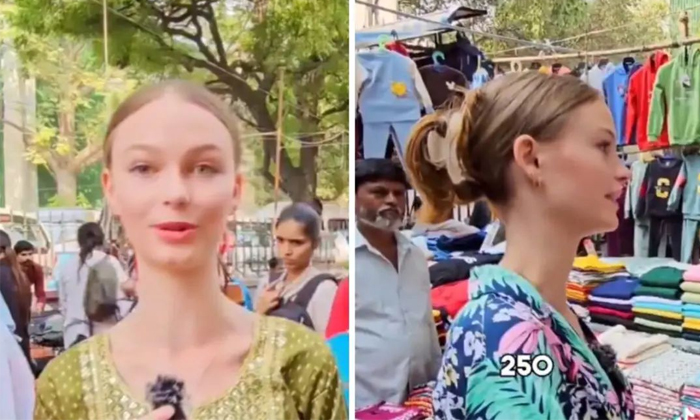  Viral Video Foreign Woman Slammed For Bargaining At Delhi Sarojini Nagar Details-TeluguStop.com