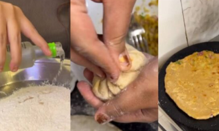  Woman Makes Vodka Aloo Paratha Viral Video ,vodka Aloo Paratha,viral Video ,soci-TeluguStop.com