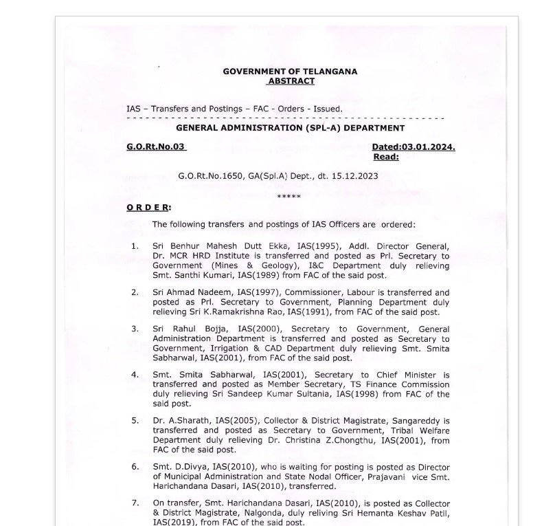  Transfer Of 26 Ias In Telangana..!-TeluguStop.com
