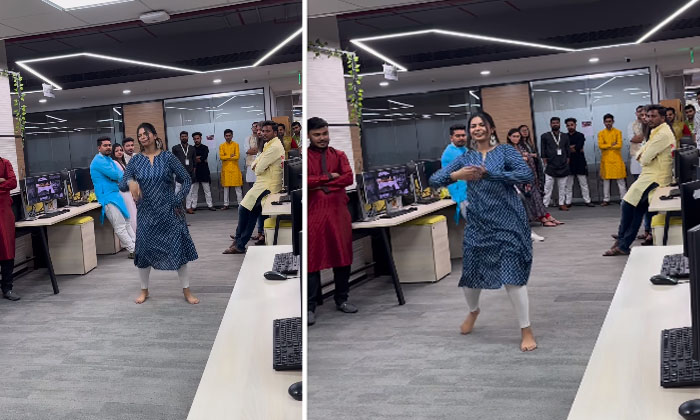  The Young Lady Danced In The Office The Video Went Viral-TeluguStop.com