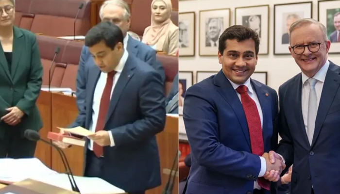  Indian Origin Australian Senator Varun Ghosh Takes Oath On Bhagavad Gita-TeluguStop.com