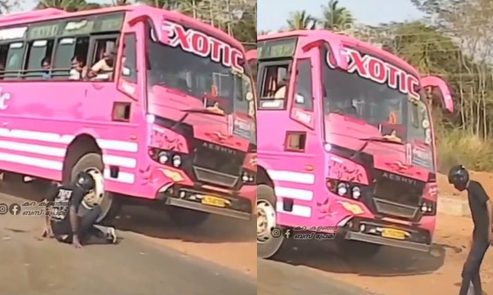  Shocking Accident In Hyderabad Scooty Rider Narrowly Escaped Death-TeluguStop.com