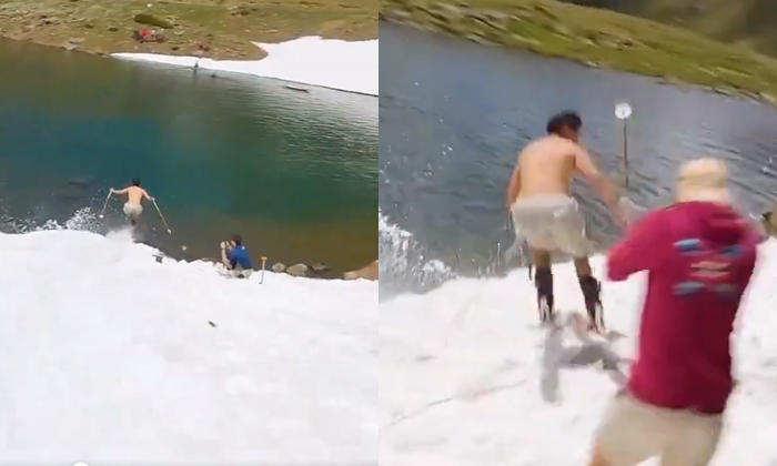 Watch Skier Slide Over Lake Viral Video Watch Skier Slide Over Lake Viral Video-TeluguStop.com