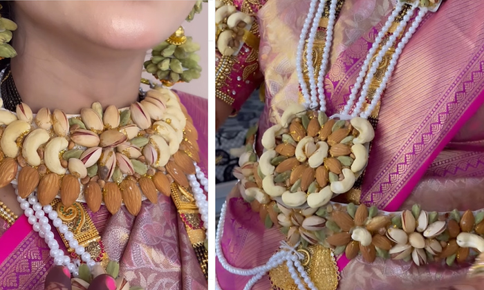  Womans Creative Dry Fruit Jewellery Viral Video-TeluguStop.com