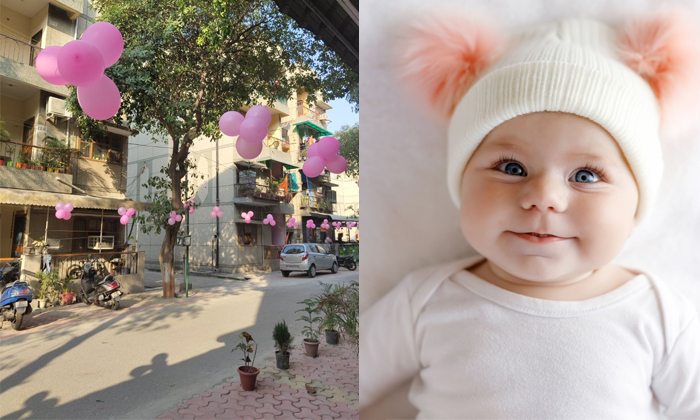  Family Decorates Entire Street With Pink Balloons To Welcome Baby Girl-TeluguStop.com