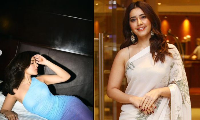  Raashi Khanna Stunning Poses In Sky Blue Color Dress-TeluguStop.com