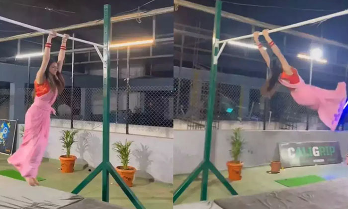  Gymnastics :చీరలో జిమ్నాస్టిక్స్ చేస-TeluguStop.com