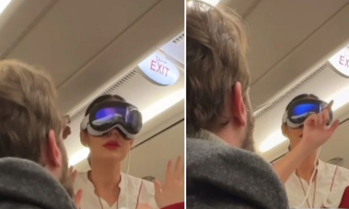  Emirates Air Hostess Wearing Vision Pro Headset Her Reaction Is-TeluguStop.com