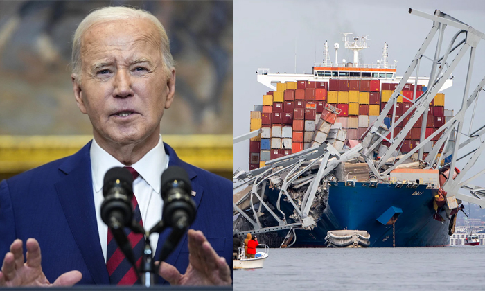  Baltimore Bridge Collapse Joe Biden Lauds Quick Action By Indian Crew Members-TeluguStop.com