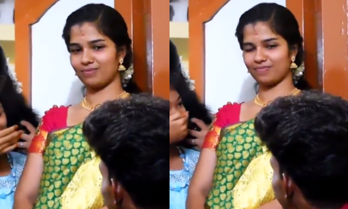  Girl Winks At Boy In Engagement Ceremony Cute Video Viral-TeluguStop.com