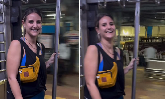  Foreign Woman Who Made Noise In Mumbai Local Train Video Viral-TeluguStop.com