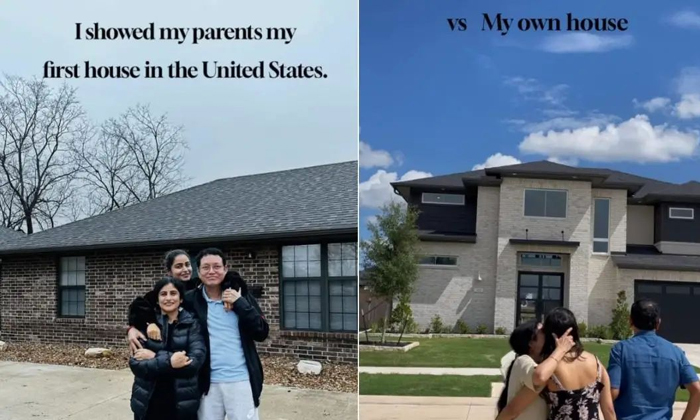  Video Viral Reaction Of Daughters Parents Who Bought A Big House In Us-TeluguStop.com