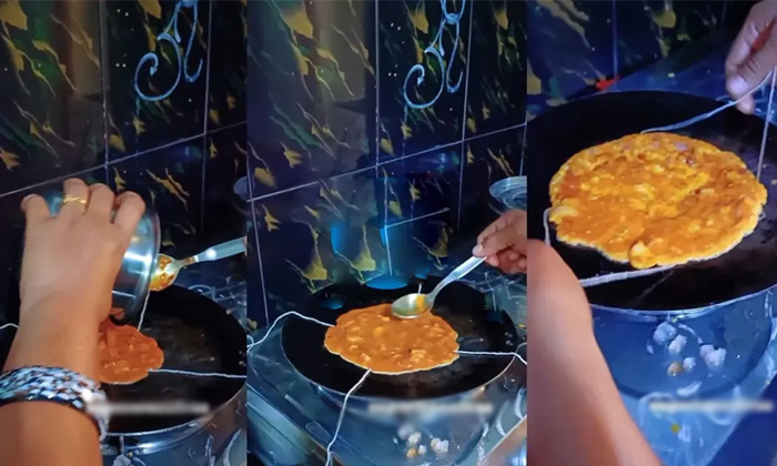  Viral Video Woman Uses Threads To Flip Omelette-TeluguStop.com