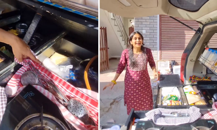  The Couple Who Converted The Car Into A Kitchen The Video Is Viral-TeluguStop.com