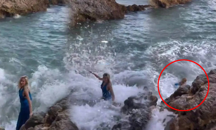 Wave That Dragged The Woman Into The Sea Video Viral Wave That Dragged The Woman Into The Sea Video Viral-TeluguStop.com