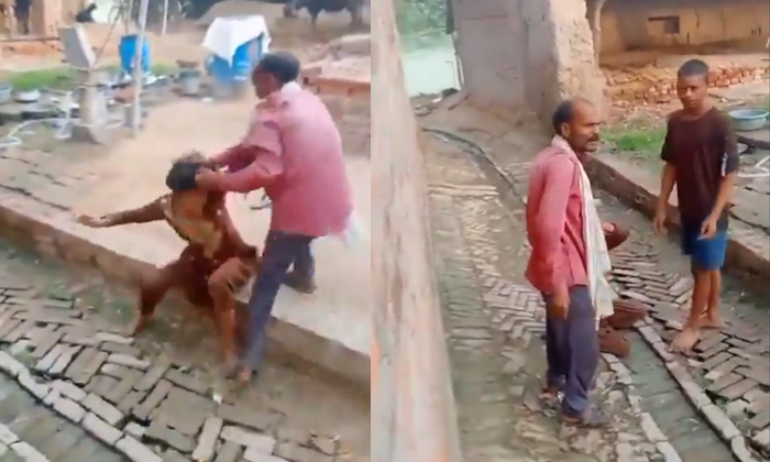  Video Viral Man Brutally Beats Woman In Uttar Pradesh Details, Viral Latest, Vir-TeluguStop.com