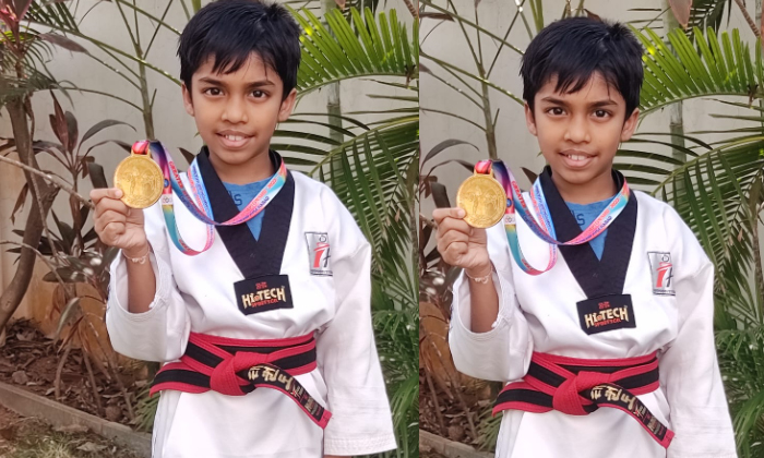  Another Gold Medal For Nereducherla Kid,taekwondo Championship,nereducherla,k G-TeluguStop.com