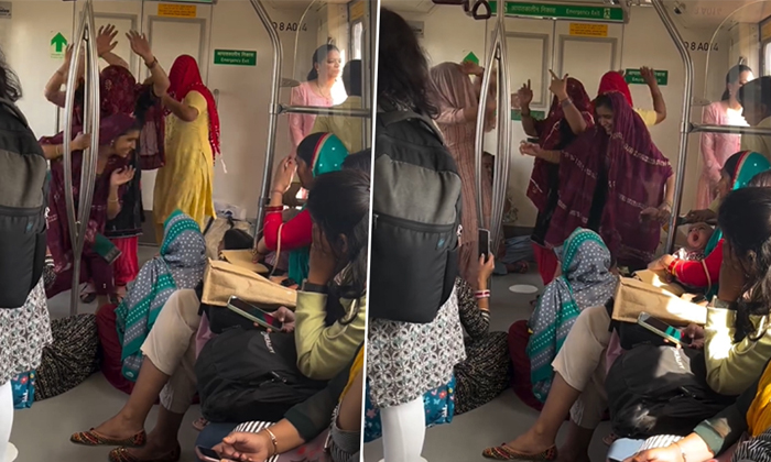  Women Dances For Traditional Songs In Delhi Metro Details, Delhi Metro, Viral Ne-TeluguStop.com