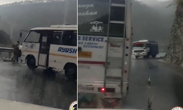  Two Buses Live Accident At Uttarakhand Chardham Yatra , Two Buses, Crash, Live-TeluguStop.com