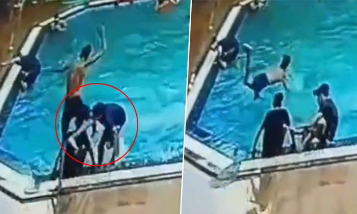  Tragic Swimming Pool Stunt Claims Young Mans Life In Ratlam Video Viral Details,-TeluguStop.com