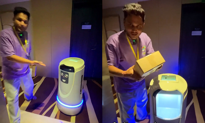  Up Influencer Gets A Robot Delivers Parcel To His Room In China Video Viral Deta-TeluguStop.com