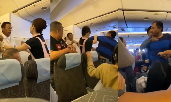  Viral Video: Passengers Who Were Beaten In The Plane Finally, Viral Video, Figh-TeluguStop.com