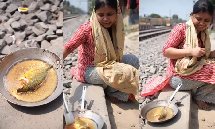  Woman Cooks Fish In Scorching Heat Without Stove Video Viral Details, Viral Vide-TeluguStop.com