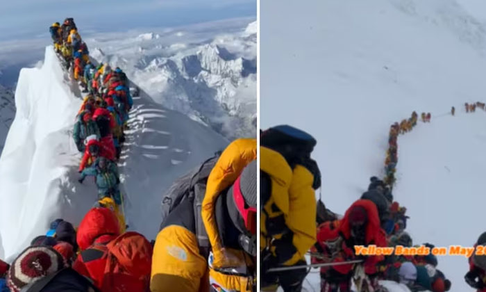  Traffic Jam' On Mount Everest Too Viral On Social Media , Viral Video, Social Me-TeluguStop.com