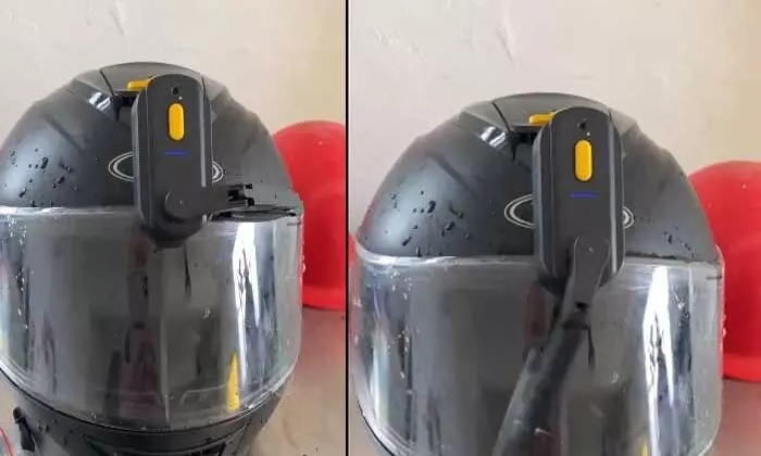  Wiper Helmet Is Perfect For Rains Details, Viral Video, Social Media, New Helmet-TeluguStop.com