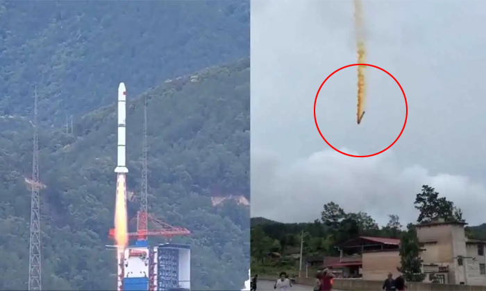  China Rocket Debris Falls Back To Earth Explodes Video Viral Details, Joint Spac-TeluguStop.com