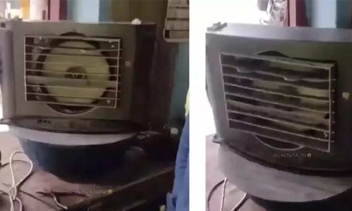  Desi Jugaad A Man Made The Tv Body Cooler Video Viral On Social Media Details, A-TeluguStop.com