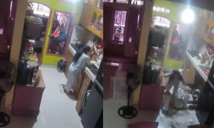  Lpg Cylinder Explodes In The Kitchen Video Viral Details, Viral Video, Social Me-TeluguStop.com