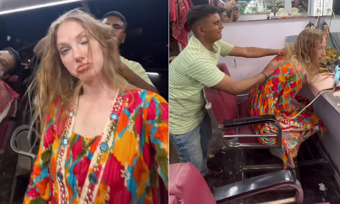  Russian Girl Unique Massage Experience At A Mumbai Barber Shop Video Viral Detai-TeluguStop.com