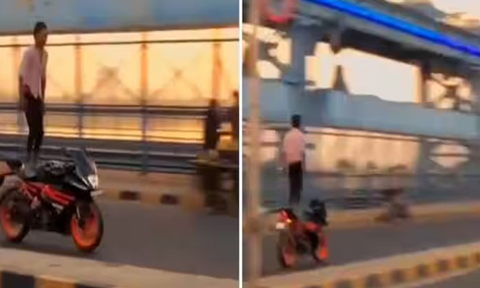  Viral Video: Dangerous Maneuvers On A Bike Viral On Social Media, Viral Video, S-TeluguStop.com
