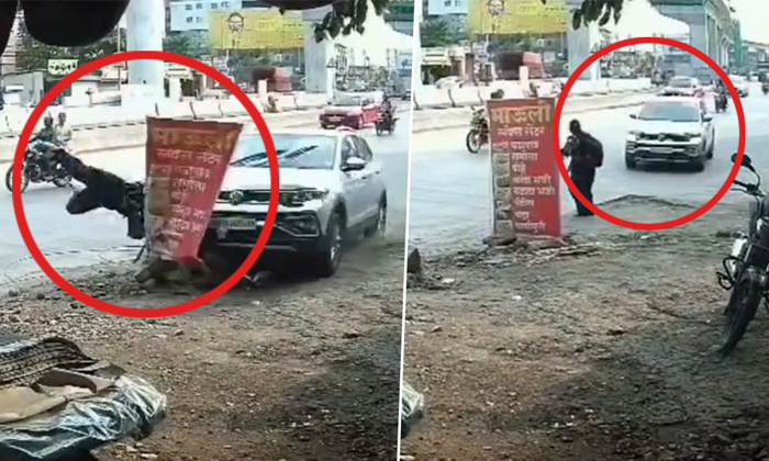  Woman Flung In Air After Being Hit By Speeding Car In Pune Hinjewadi Video Viral-TeluguStop.com