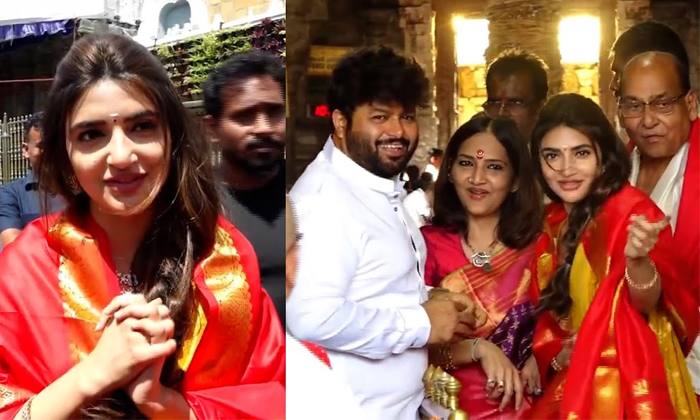  Thaman Rubs Sreeleela Cheek In Tirumala Srivari Temple Netizens Trolls Details,-TeluguStop.com