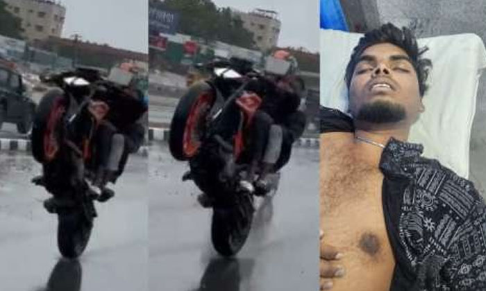  Video Did Bike Stunts For Reels Died After Falling Down , Hyderabad, Bike Stu-TeluguStop.com