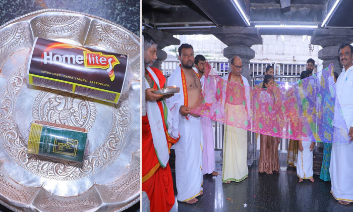  A Sari Was Gifted To The Sri Raja Rajeshwara Swamy Saree In A Matchbox, Rajan-TeluguStop.com