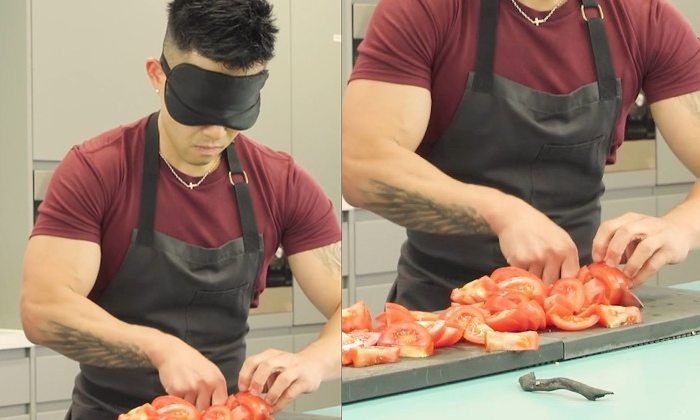  Six Pack Chef Makes World Record For Most Tomatoes Cut In One Minute While Blind-TeluguStop.com