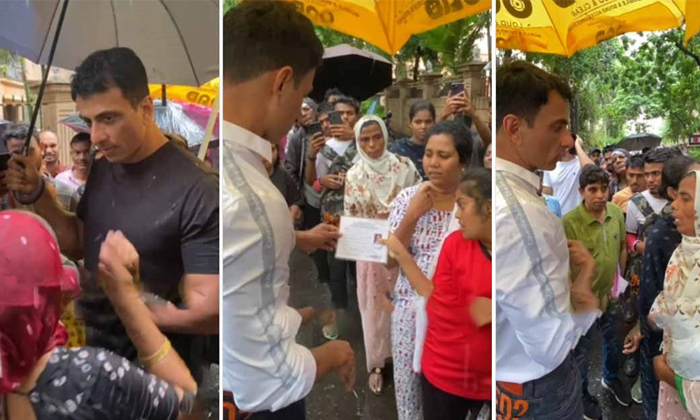 Sonu Sood Meets People Who Queue Up For Help Outside His House In Mumbai Despite-TeluguStop.com