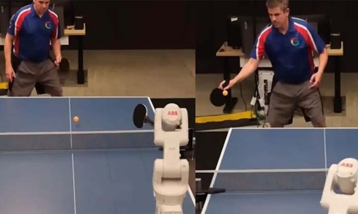  Google Deepmind Ai-powered Robot Playing Table Tennis Video Viral Details, Robot-TeluguStop.com